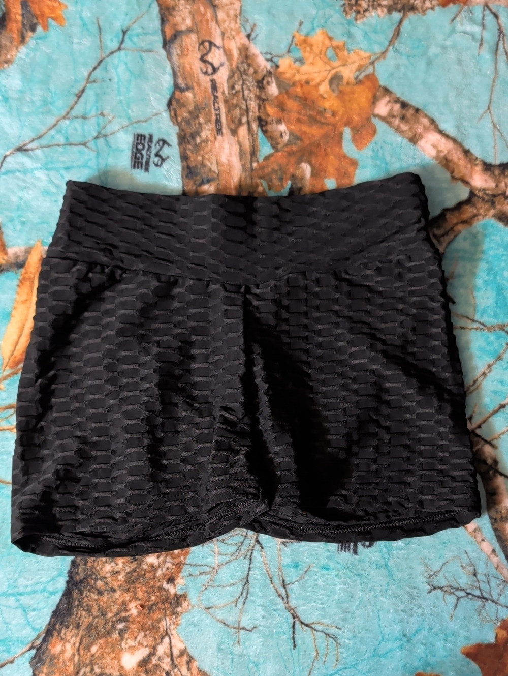 Black Textured High-Waist Women’s Shorts